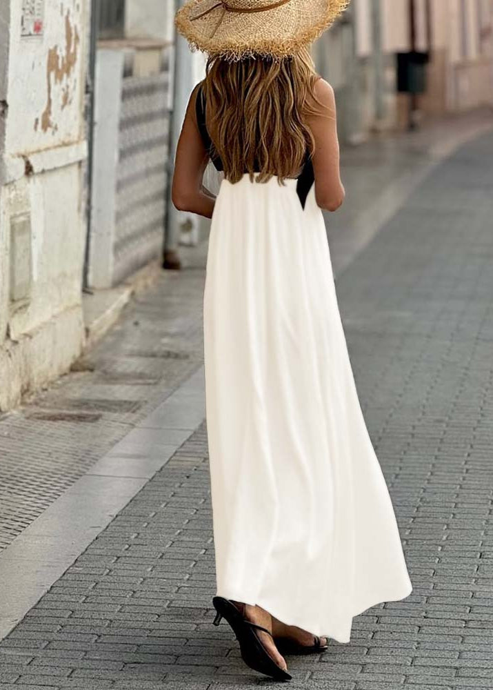 Merry | Chic Monochrome Halter Maxi Dress