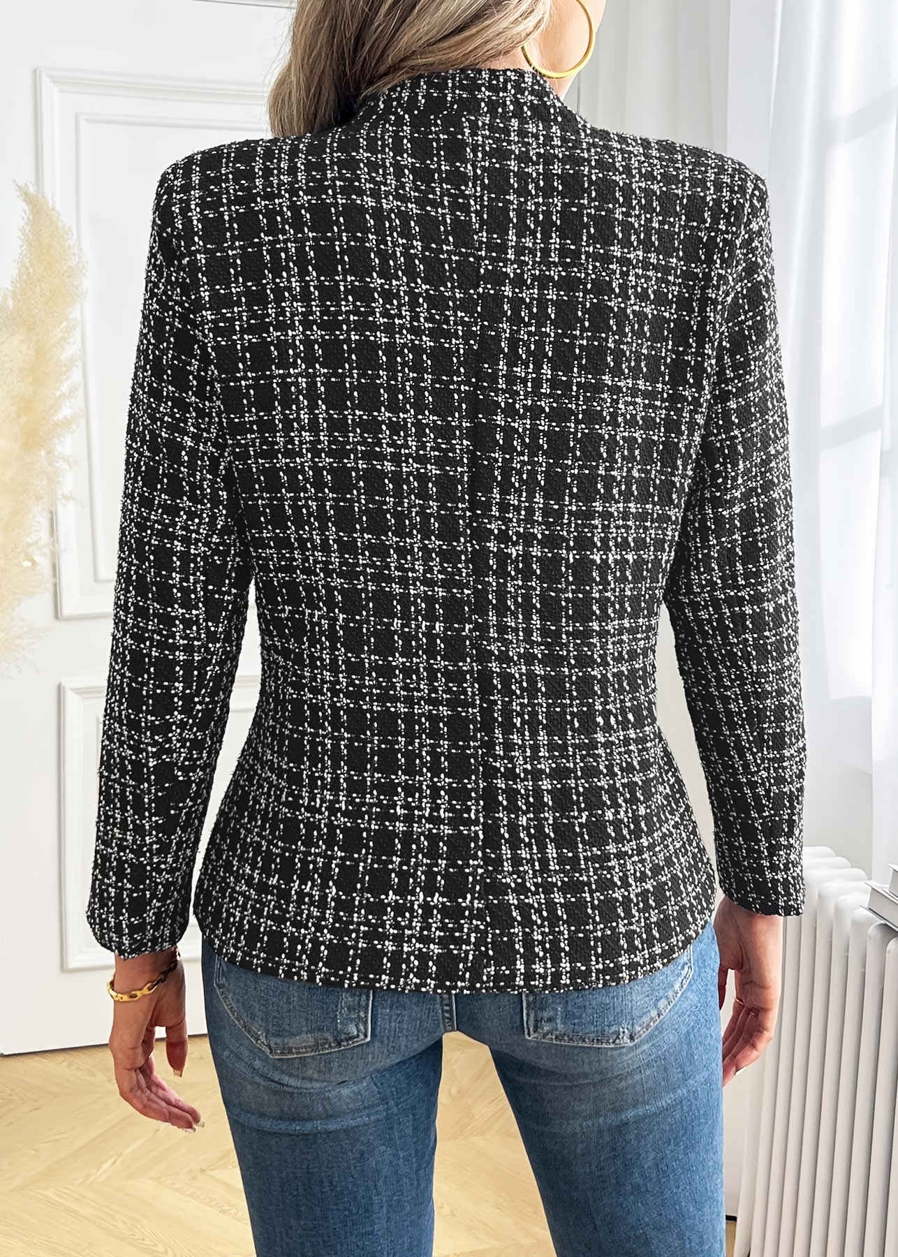 Shea | Classic Monochrome Tweed Blazer