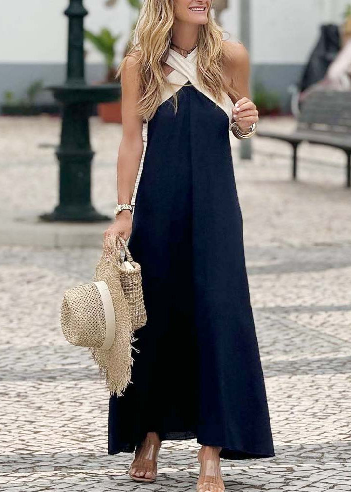 Merry | Chic Monochrome Halter Maxi Dress