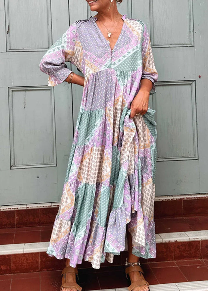 Dzanella | Bohemian Patchwork Maxi Dress