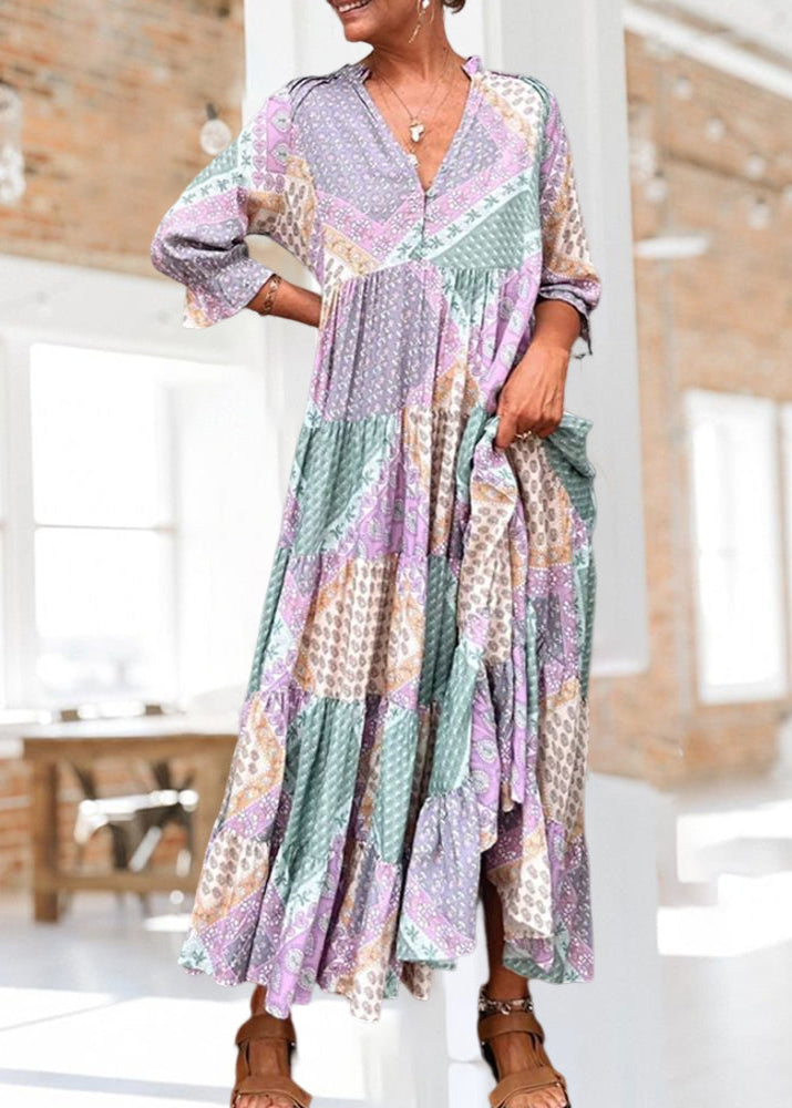 Dzanella | Bohemian Patchwork Maxi Dress