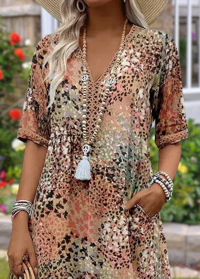 Nicoline | Boho-Chic Printed Midi Dress