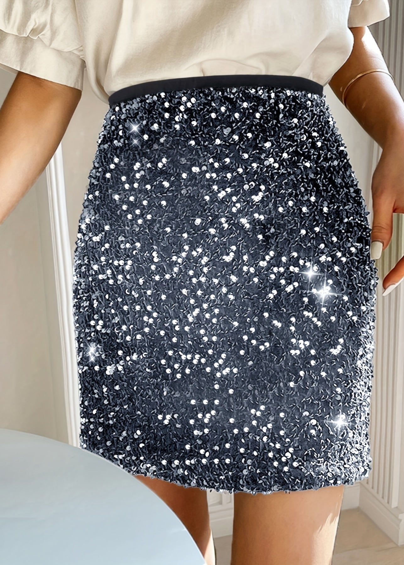 Lotus | Midnight Sparkle Sequin Mini Skirt