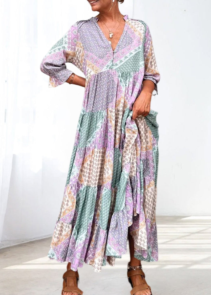 Dzanella | Bohemian Patchwork Maxi Dress