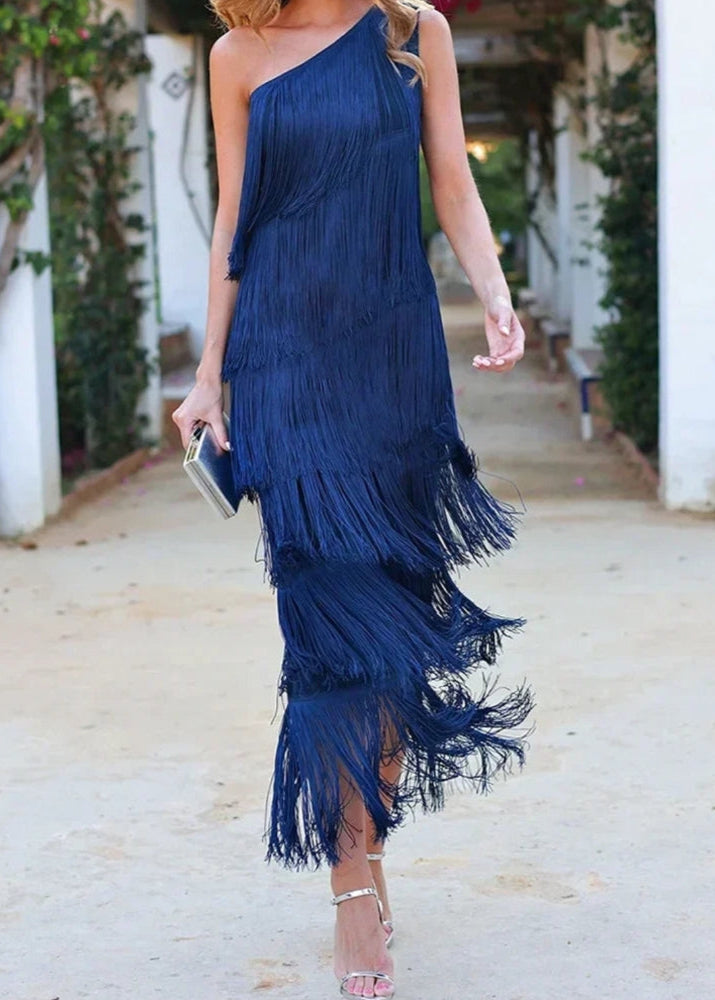 Lauren | One-Shoulder Fringe Dress