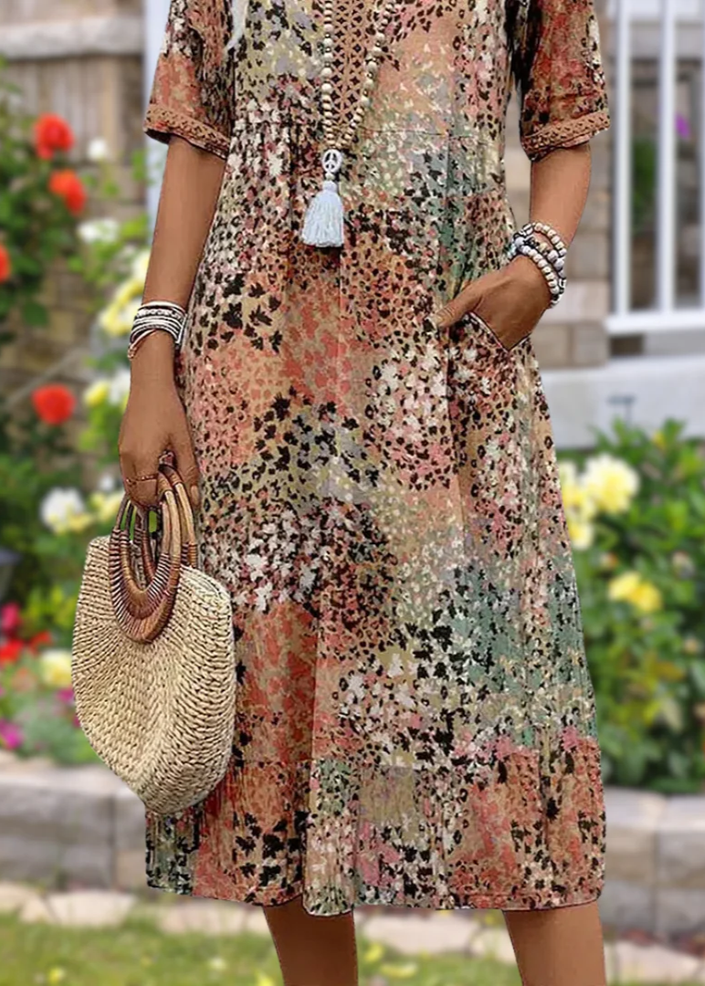 Nicoline | Boho-Chic Printed Midi Dress