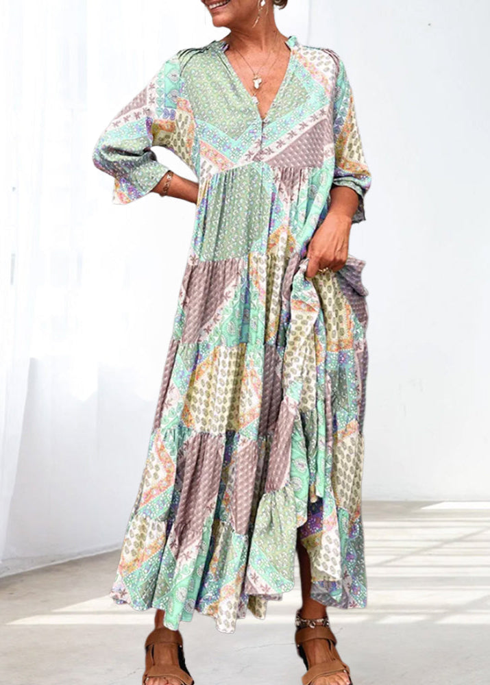 Dzanella | Bohemian Patchwork Maxi Dress