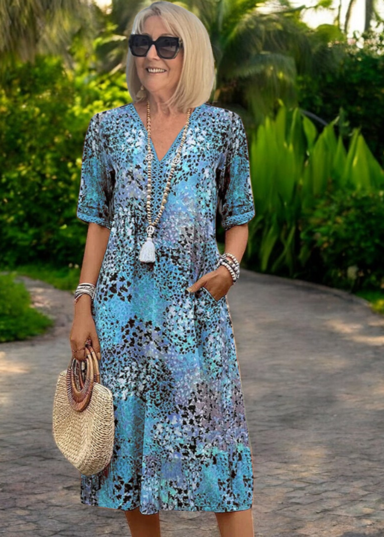 Nicoline | Boho-Chic Printed Midi Dress