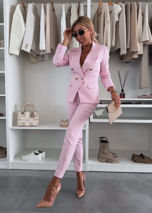 Charlotte | Blush Pink Tailored Pantsuit