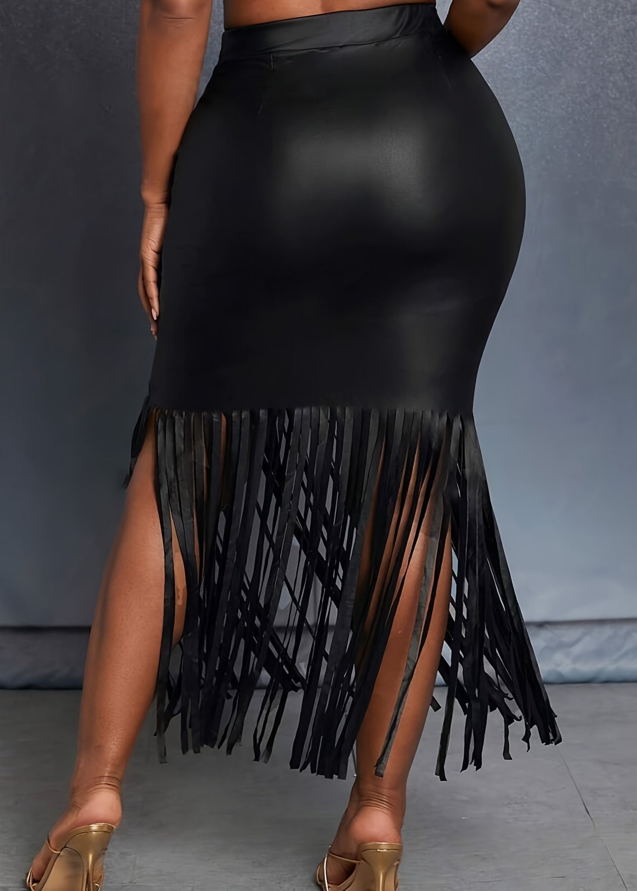 Swan | Faux Leather Fringe Skirt