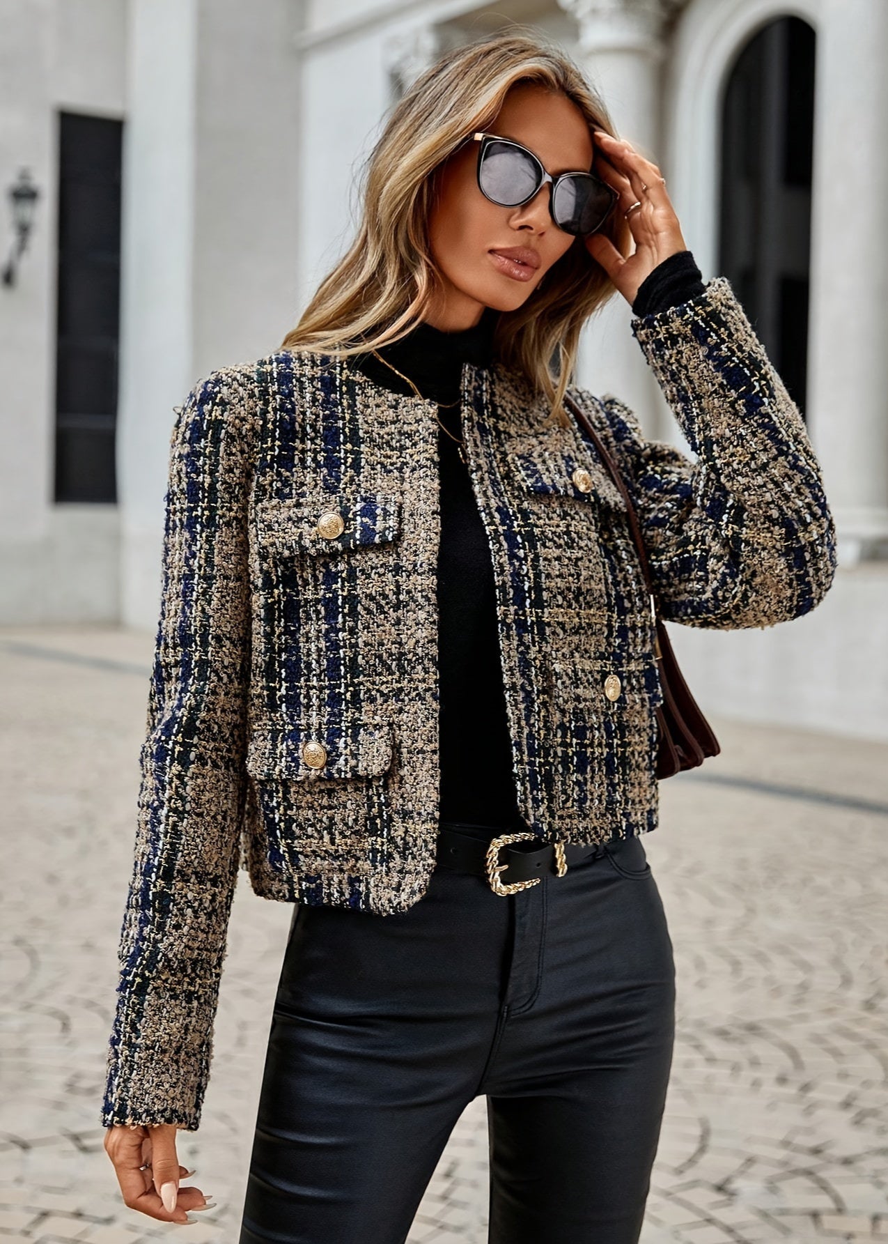 Mirjam | Chic Tweed Plaid Blazer