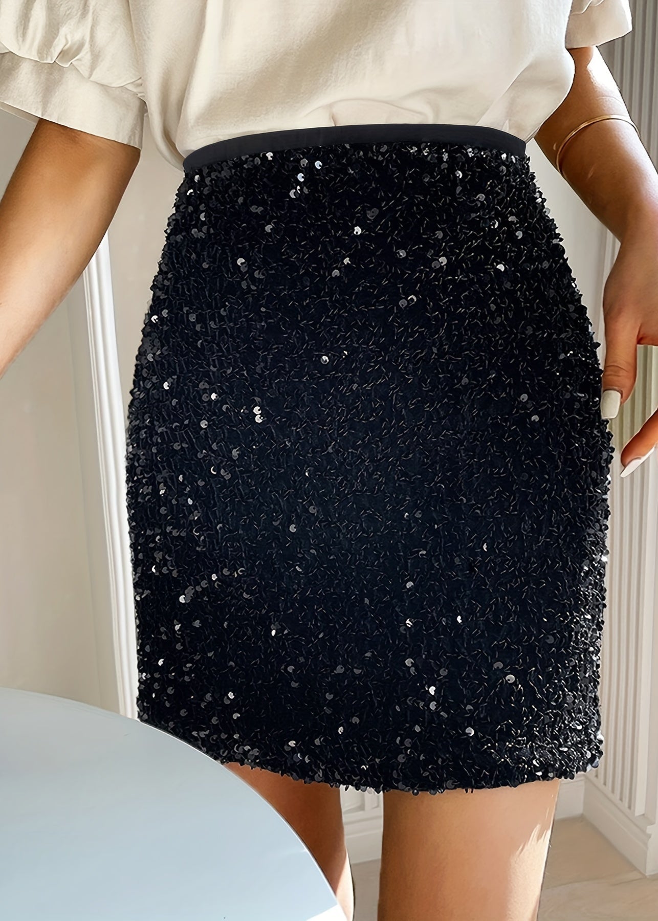 Lotus | Midnight Sparkle Sequin Mini Skirt