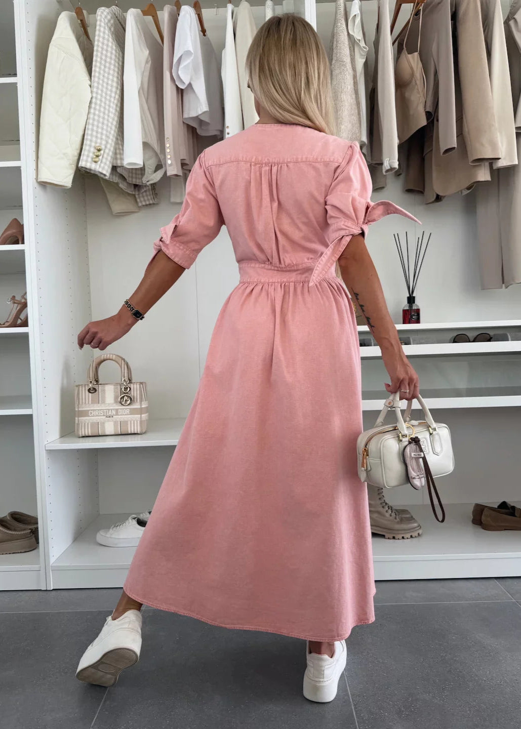 Ivanka | Blush Button-Down Midi Dress