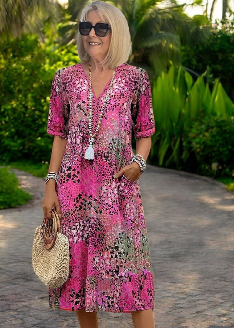 Nicoline | Boho-Chic Printed Midi Dress