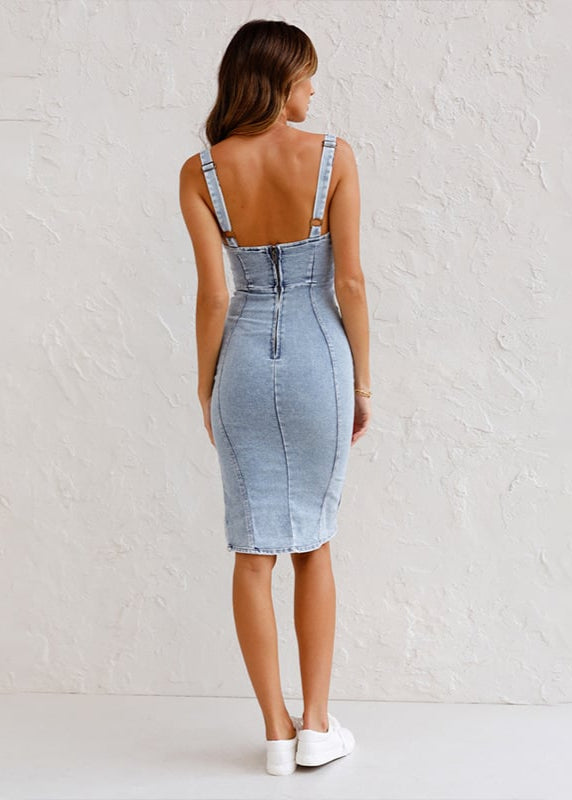 Demi | Denim Corset Midi Dress