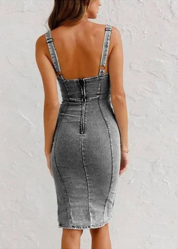 Demi | Denim Corset Midi Dress